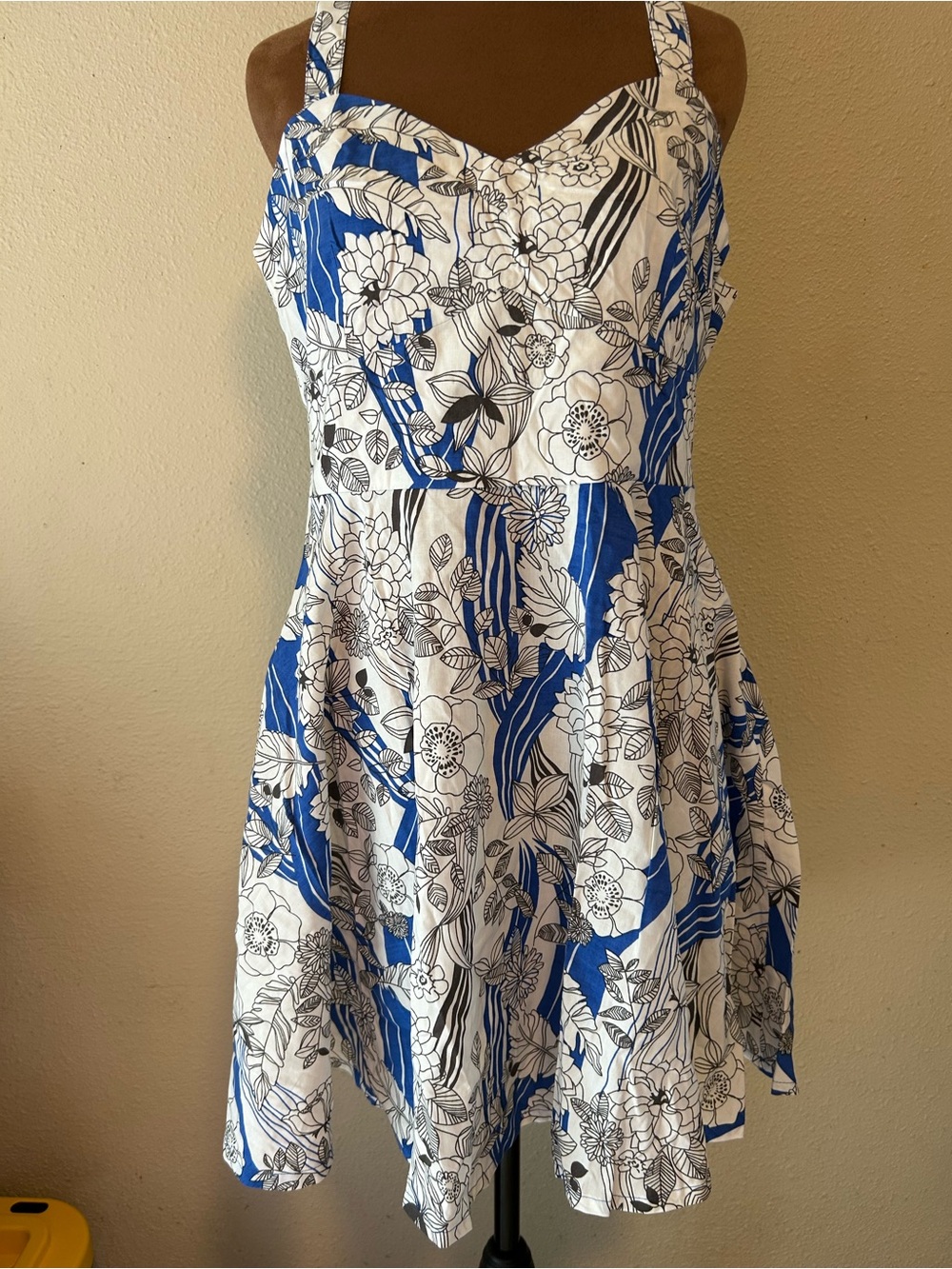 Floral Blue and White Midi Sundress